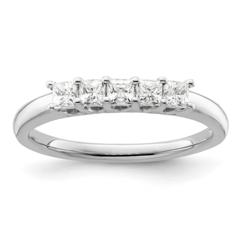 585 Weißgold Ehering mit 5 natürlichen Diamanten, 0,5 ct. Gesamtgewicht