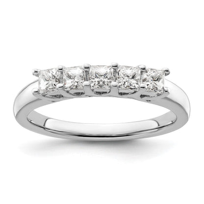 585 Weißgold Fünf-Stein-Ring mit natürlichen Diamanten