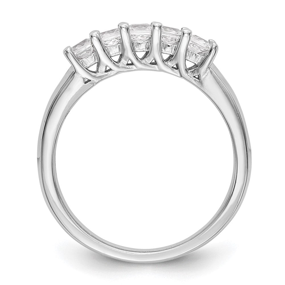 14K Weißgold Ehering mit 5 natürlichen Diamanten, 0,925 ct Gesamtgewicht