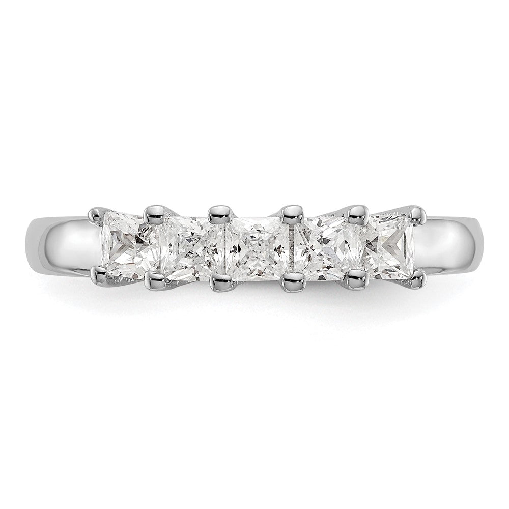 14K Weißgold Ehering mit 5 natürlichen Diamanten, 0,925 ct Gesamtgewicht