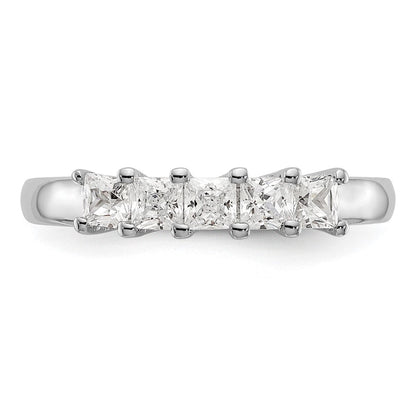 14K Weißgold Ehering mit 5 natürlichen Diamanten, 0,925 ct Gesamtgewicht