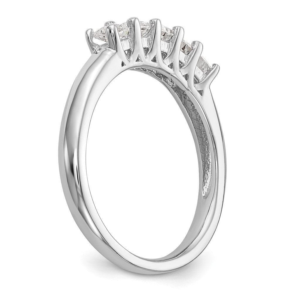 14K Weißgold Ehering mit 5 natürlichen Diamanten, 0,925 ct Gesamtgewicht