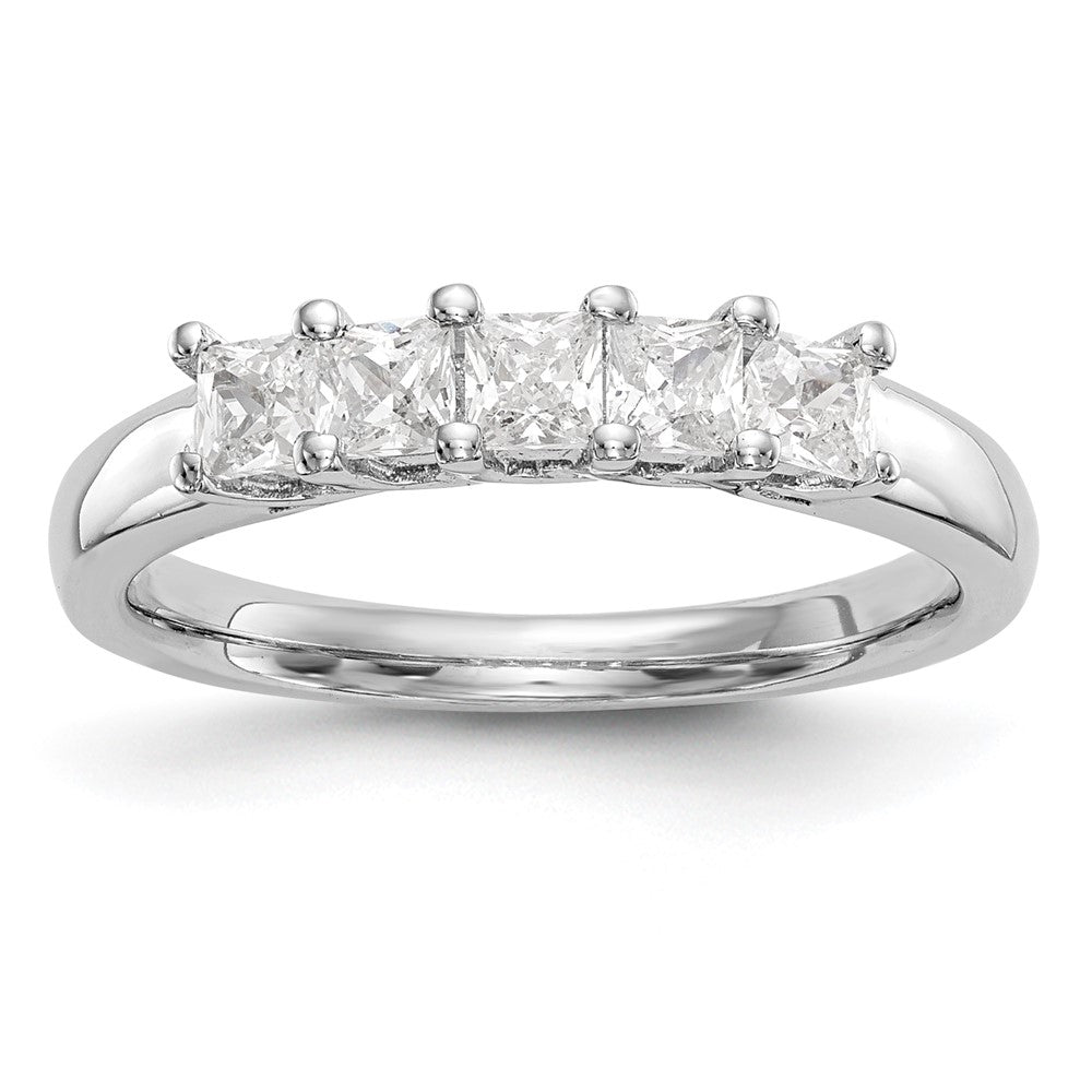 14K Weißgold Ehering mit 5 natürlichen Diamanten, 0,925 ct Gesamtgewicht