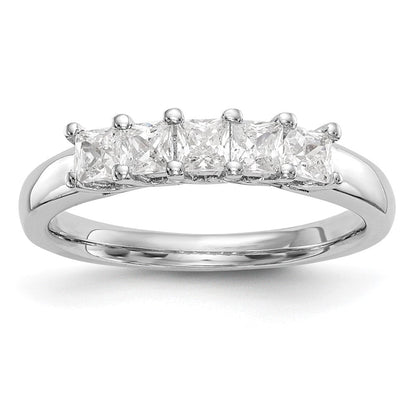 14K Weißgold Ehering mit 5 natürlichen Diamanten, 0,925 ct Gesamtgewicht