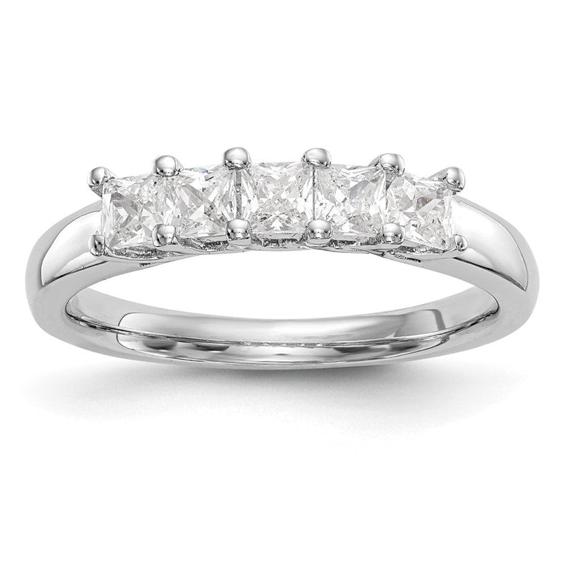 14K Weißgold Ehering mit 5 natürlichen Diamanten, 0,925 ct. Gesamtgewicht