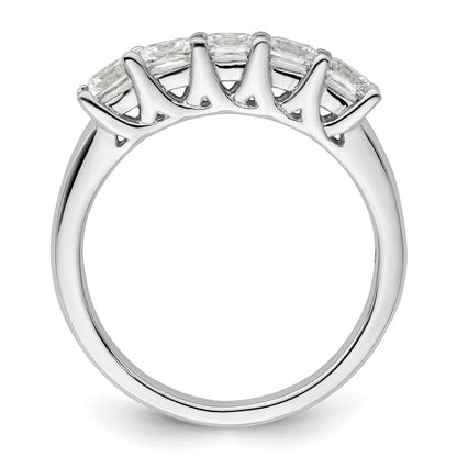 14K Weißgold Ehering mit 5 natürlichen Diamanten