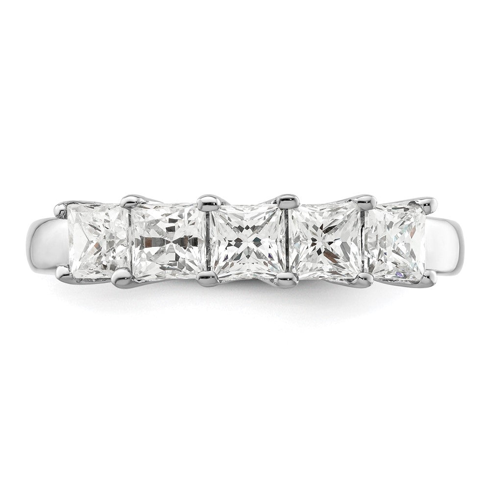 14K Weißgold Ehering mit 5 natürlichen Diamanten