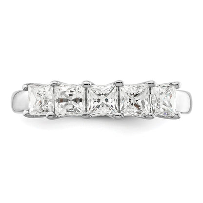 14K Weißgold Ehering mit 5 natürlichen Diamanten