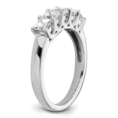 14K Weißgold Ehering mit 5 natürlichen Diamanten