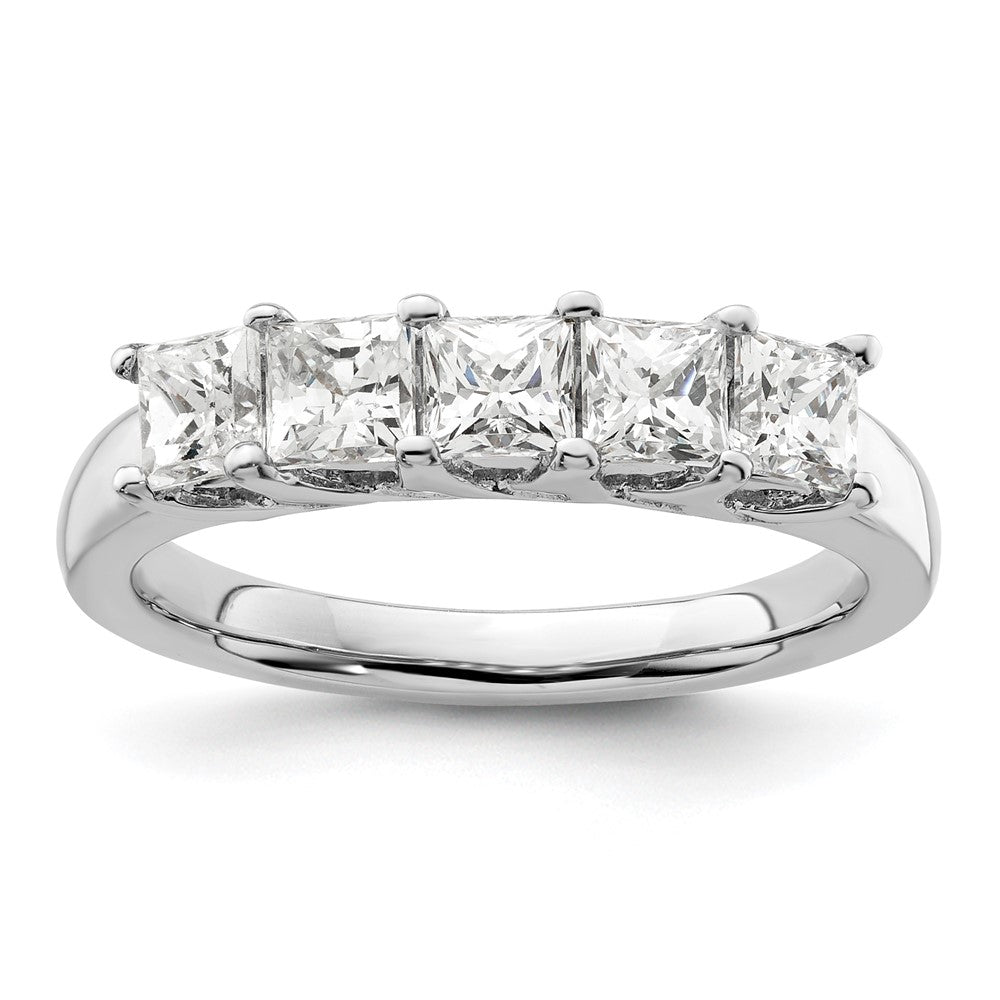 14K Weißgold Ehering mit 5 natürlichen Diamanten