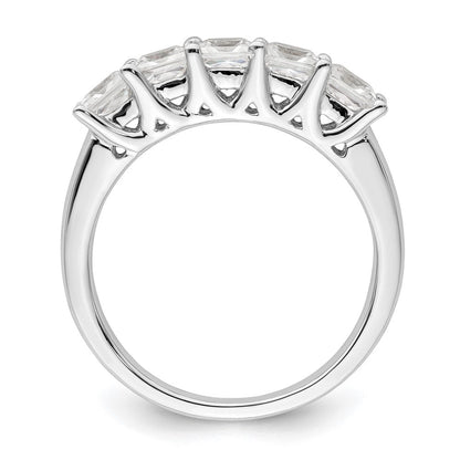 14K Weißgold Ehering mit 5 natürlichen Diamanten