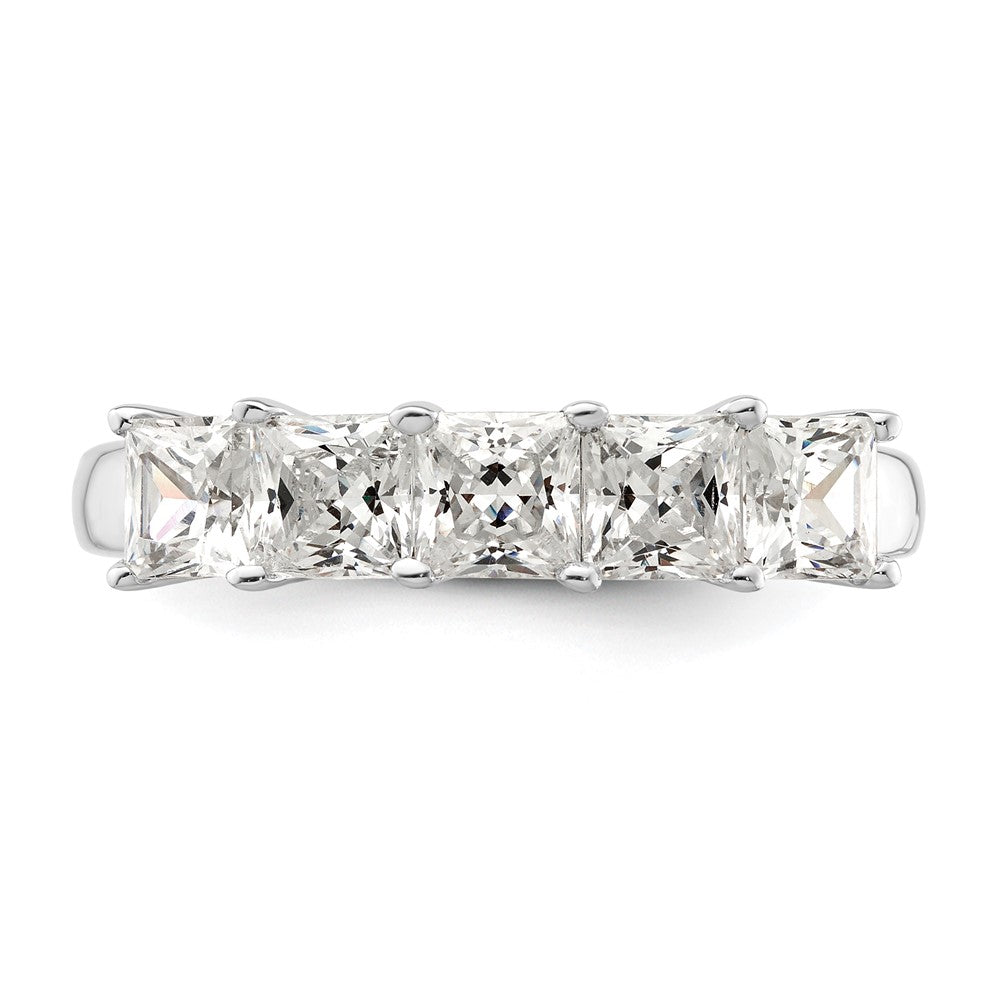 14K Weißgold Ehering mit 5 natürlichen Diamanten