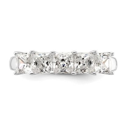 14K Weißgold Ehering mit 5 natürlichen Diamanten