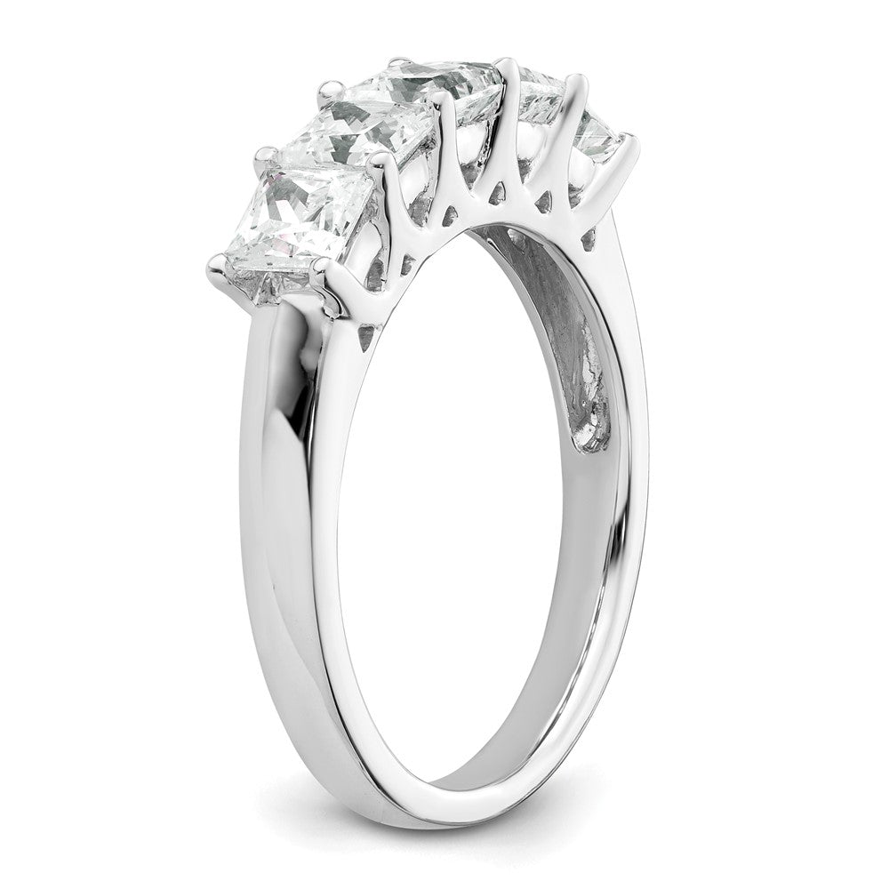 14K Weißgold Ehering mit 5 natürlichen Diamanten