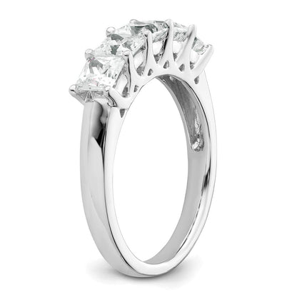 14K Weißgold Ehering mit 5 natürlichen Diamanten