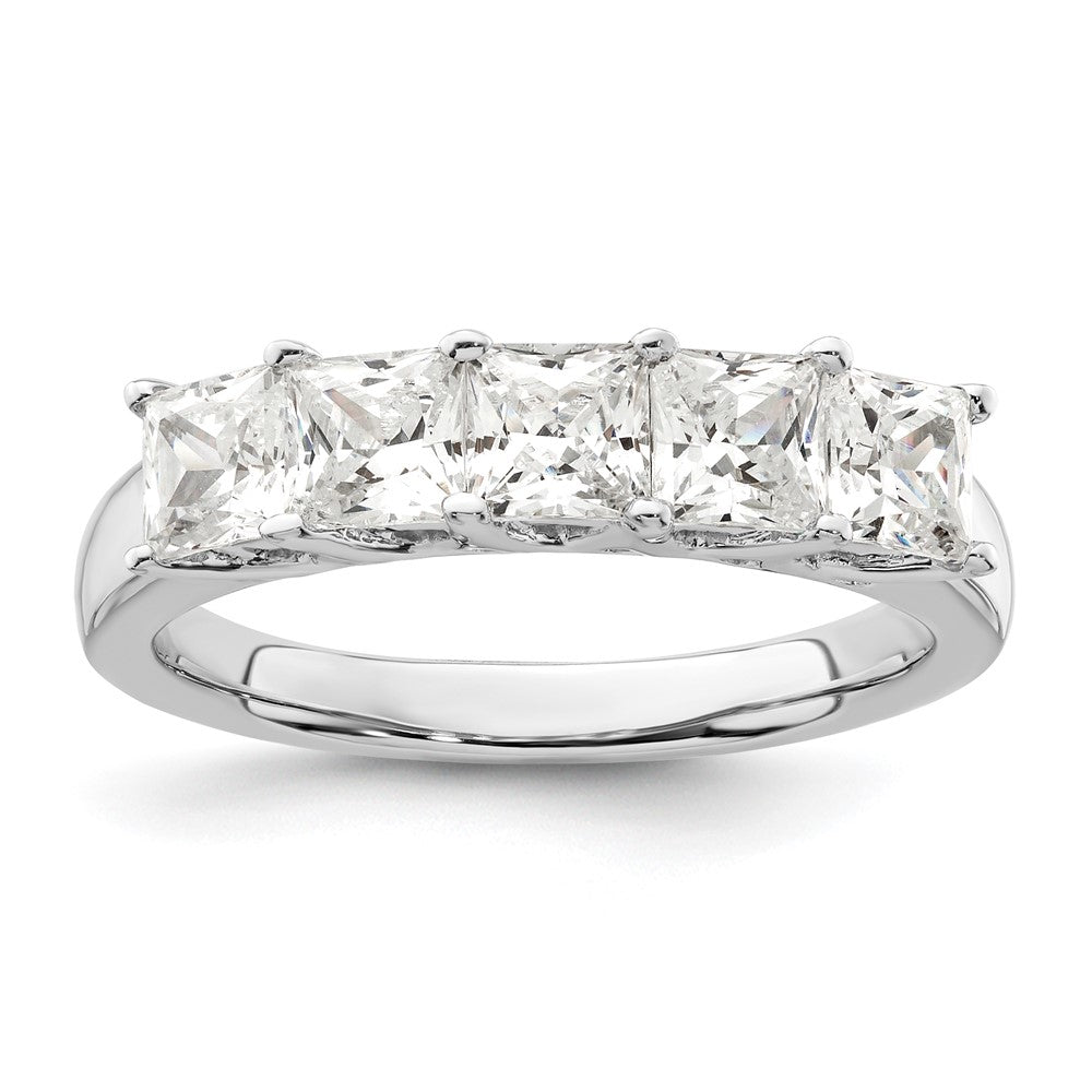14K Weißgold Ehering mit 5 natürlichen Diamanten