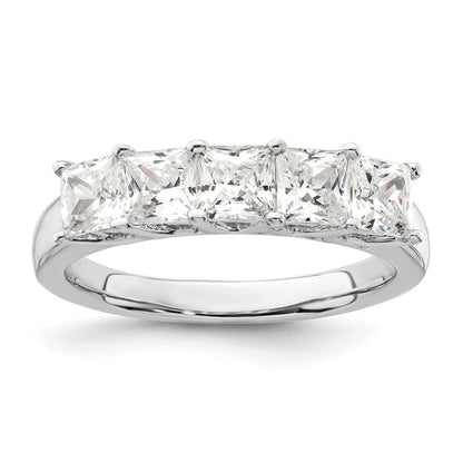 14K Weißgold Ehering mit 5 natürlichen Diamanten