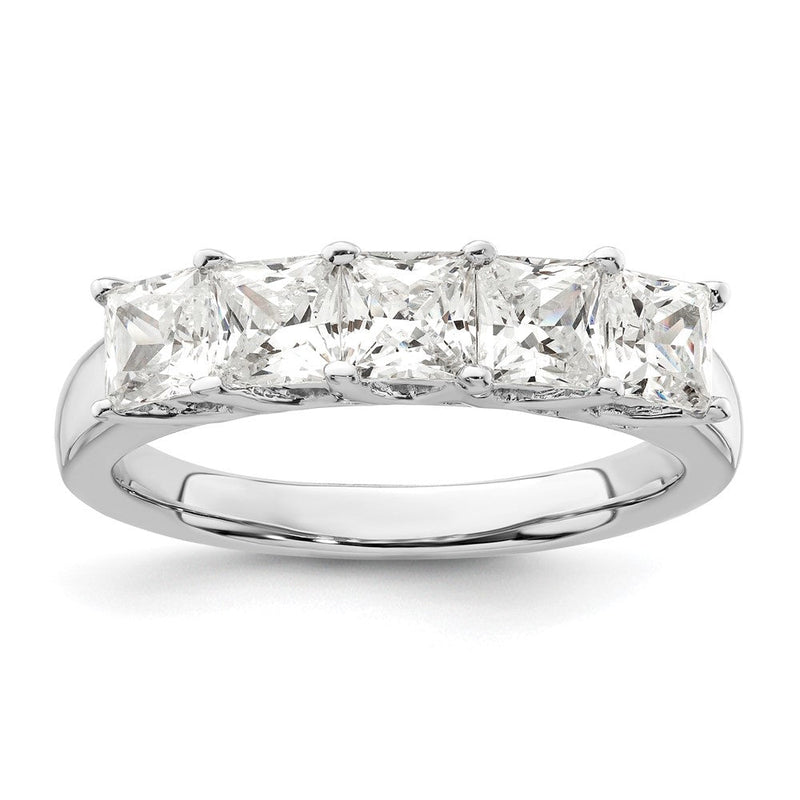 14K Weißgold Ehering mit 5 natürlichen Diamanten, 1,5 ct. Gesamtgewicht