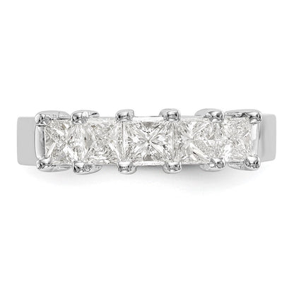 14K Weißgold Ehering mit 5 Diamanten