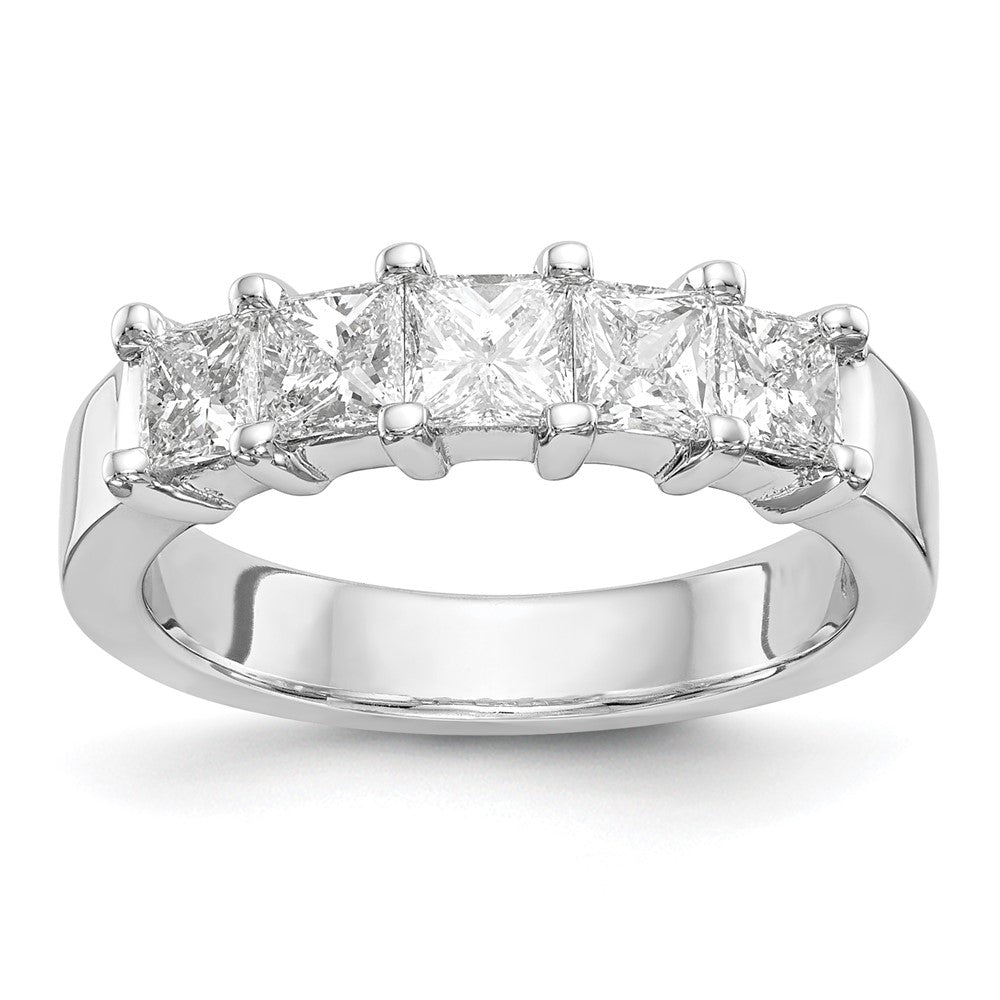14K Weißgold Ehering mit 5 Diamanten