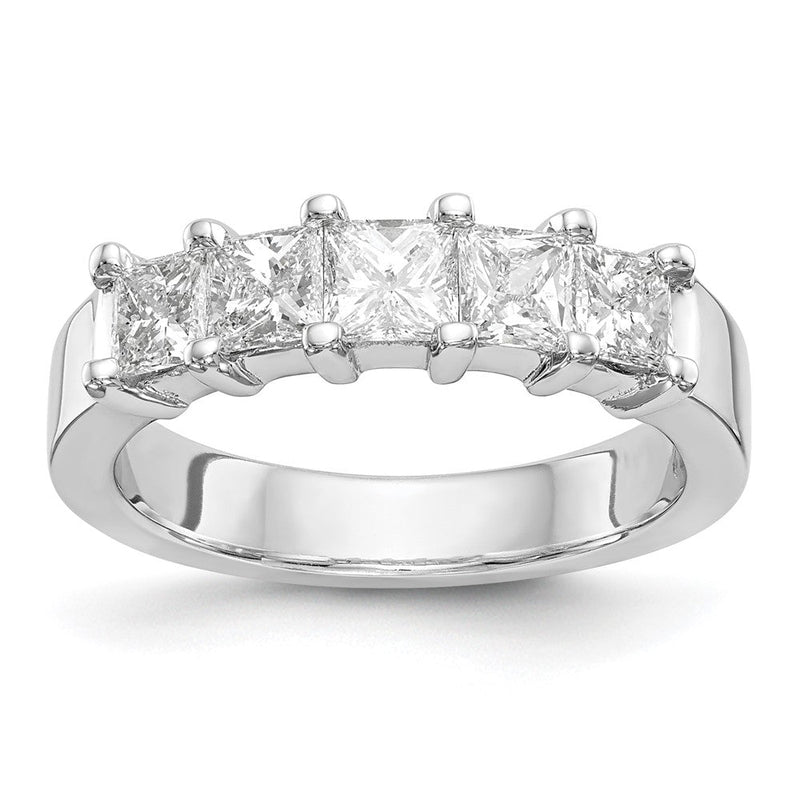 14K Weißgold Diamant-Ring mit 5 Steinen