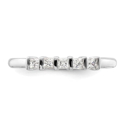 14K Weißgold Ring mit 5 natürlichen Diamanten