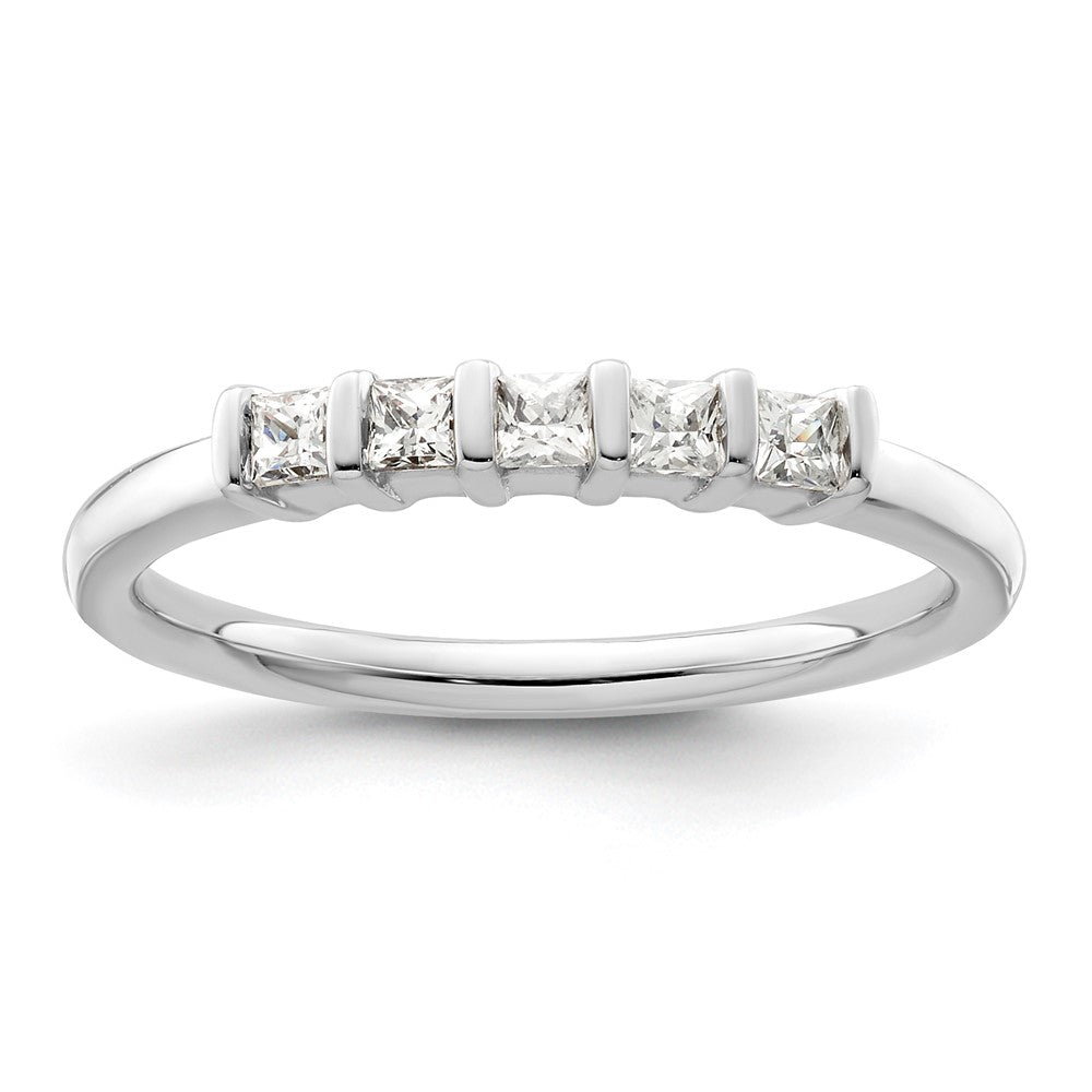 14K Weißgold Ring mit 5 natürlichen Diamanten