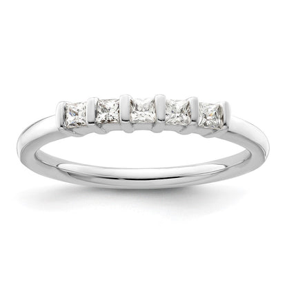 14K Weißgold Ring mit 5 natürlichen Diamanten