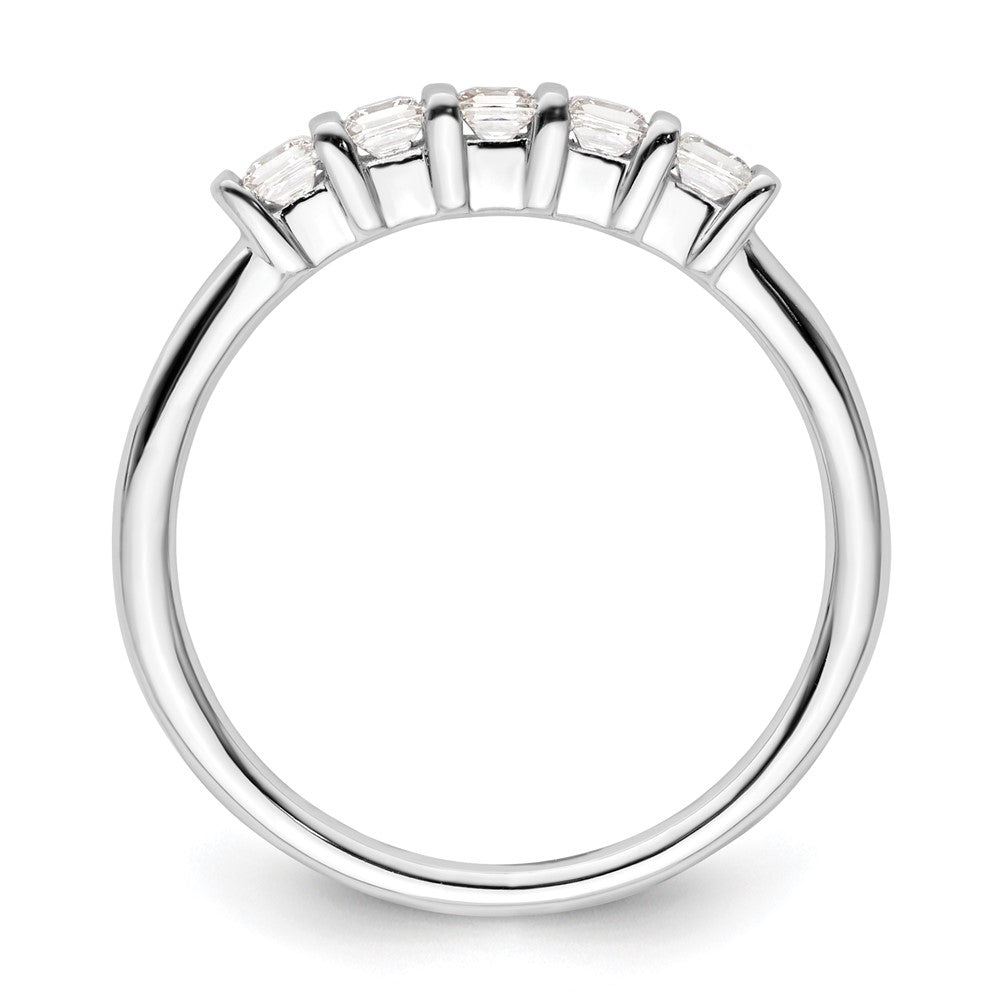 14K Weißgold Ring mit 5 echten Diamanten