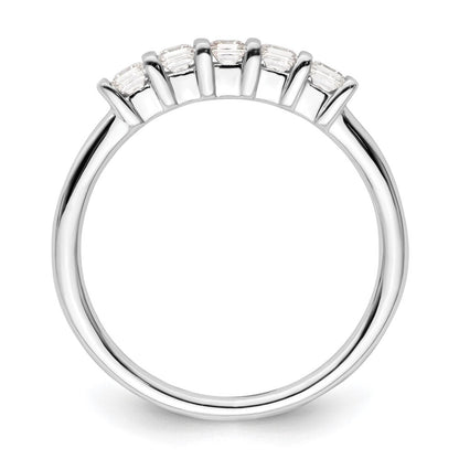 14K Weißgold Ring mit 5 echten Diamanten