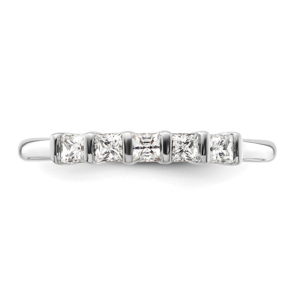 14K Weißgold Ring mit 5 echten Diamanten