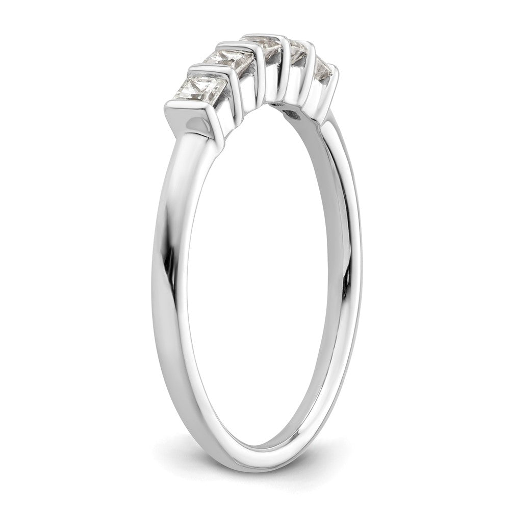 14K Weißgold Ring mit 5 echten Diamanten