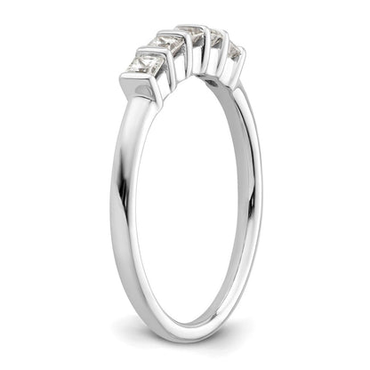 14K Weißgold Ring mit 5 echten Diamanten