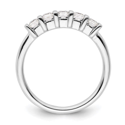 14K Weißgold Ehering mit 5 natürlichen Diamanten