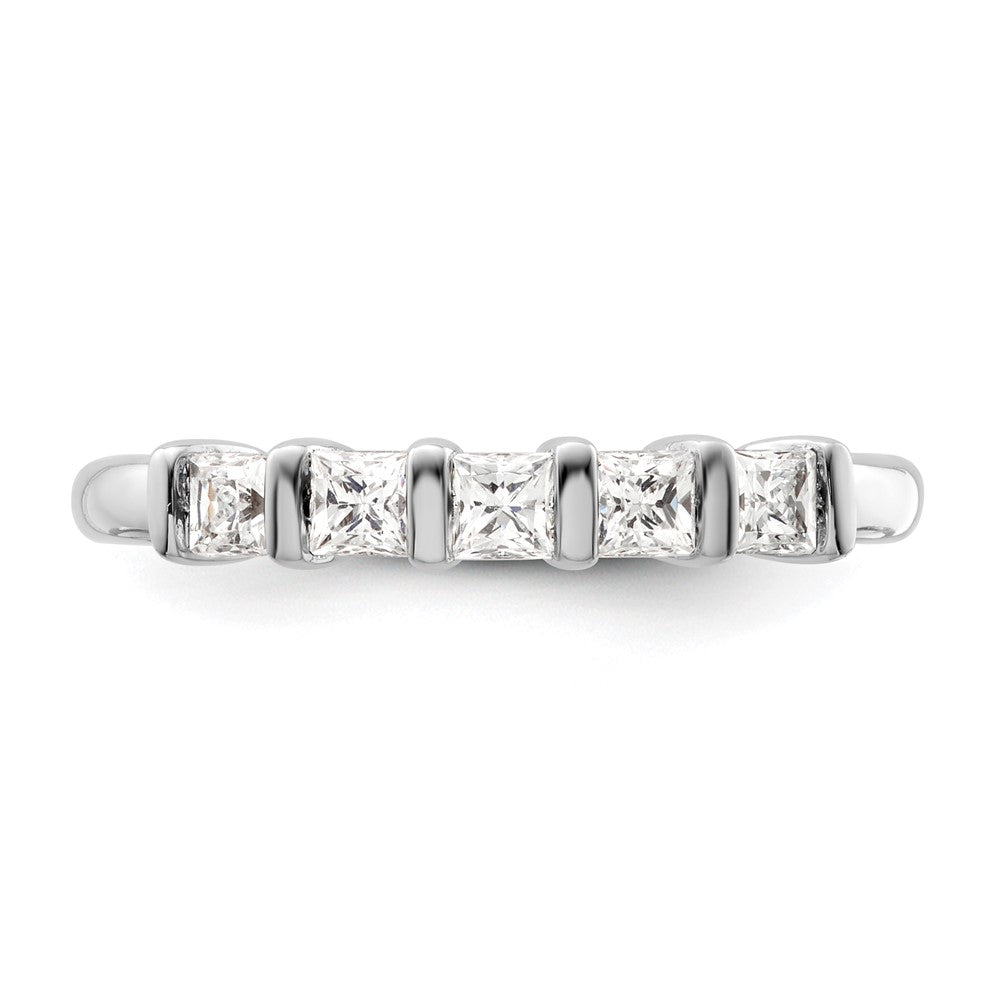 14K Weißgold Ehering mit 5 natürlichen Diamanten