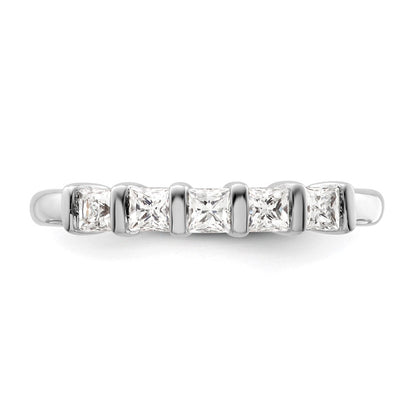 14K Weißgold Ehering mit 5 natürlichen Diamanten