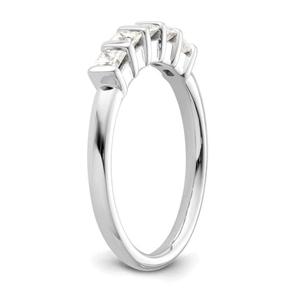 14K Weißgold Ehering mit 5 natürlichen Diamanten