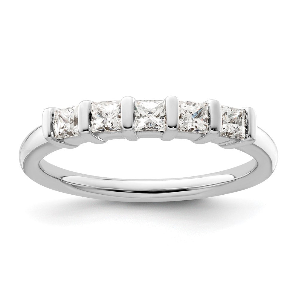 14K Weißgold Ehering mit 5 natürlichen Diamanten