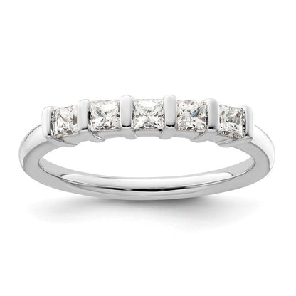 14K Weißgold Ehering mit 5 natürlichen Diamanten