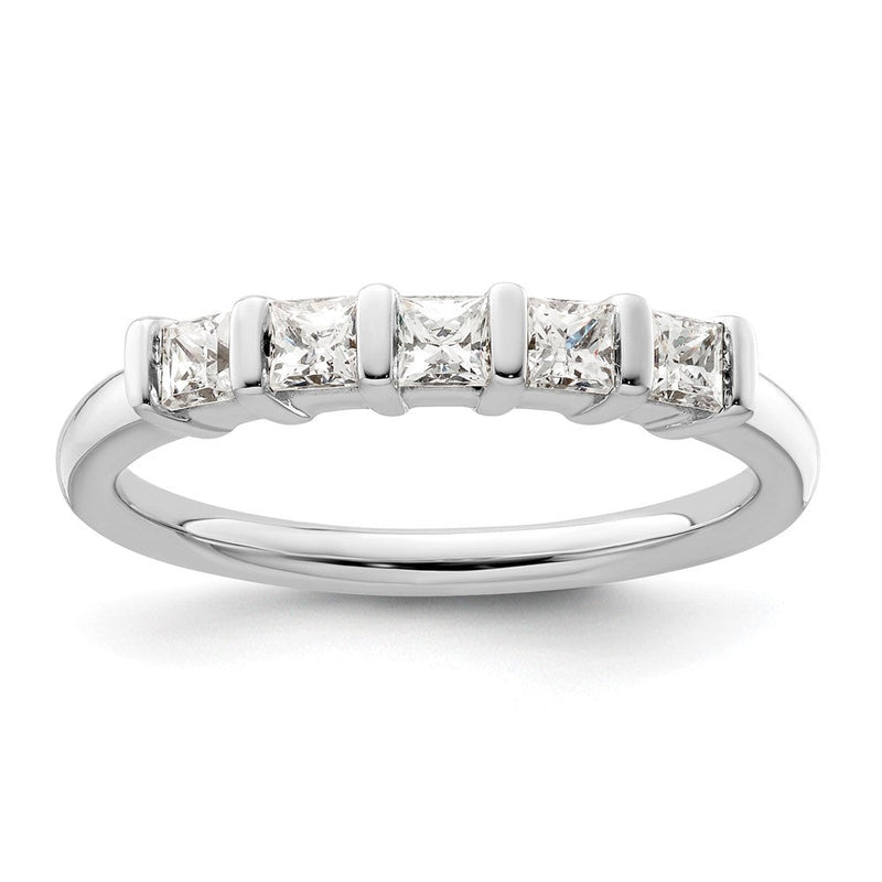 14K Weißgold Ehering mit 5 natürlichen Diamanten, 0,5 ct. Gesamtgewicht