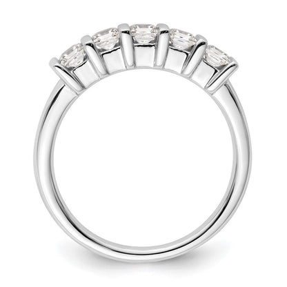 14K Weißgold Ehering mit 5 natürlichen Diamanten