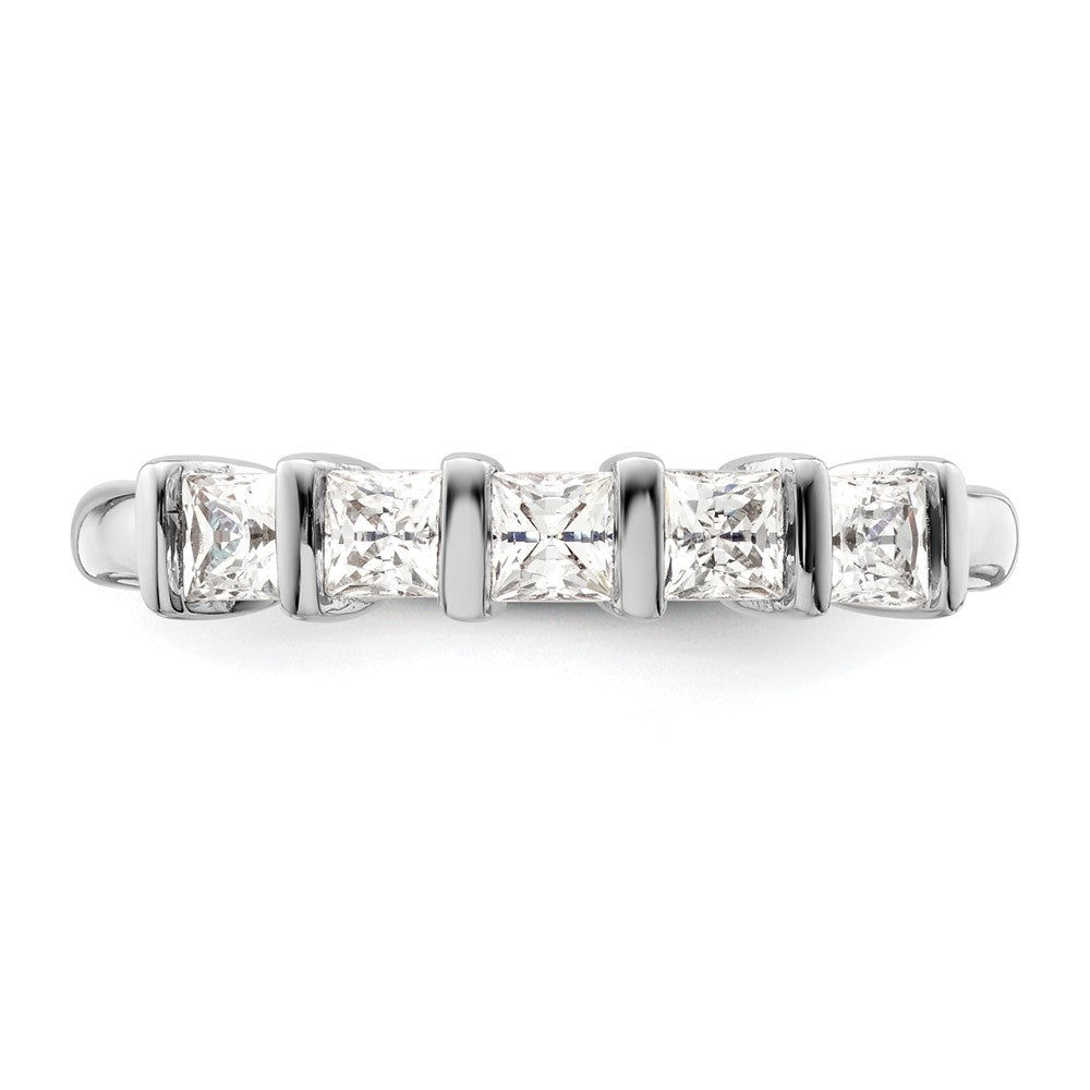 14K Weißgold Ehering mit 5 natürlichen Diamanten