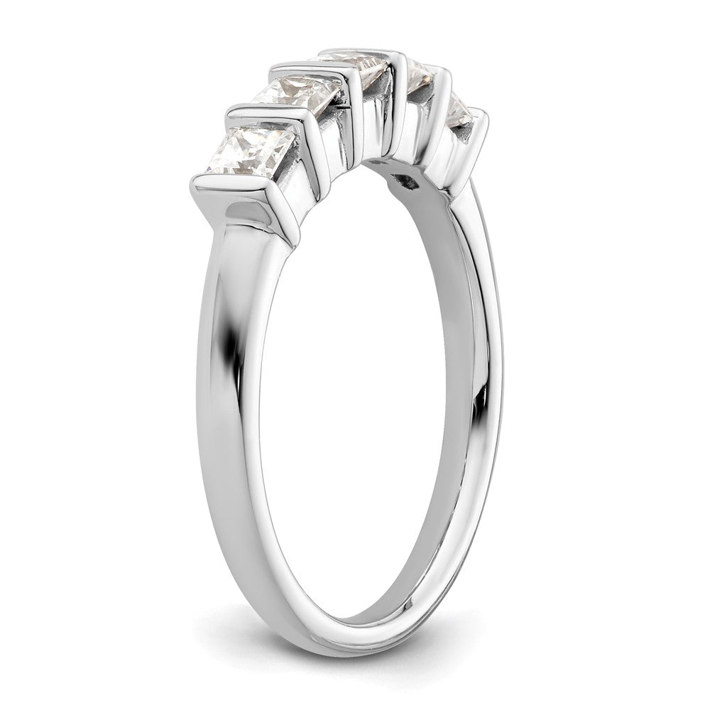 14K Weißgold Ehering mit 5 natürlichen Diamanten