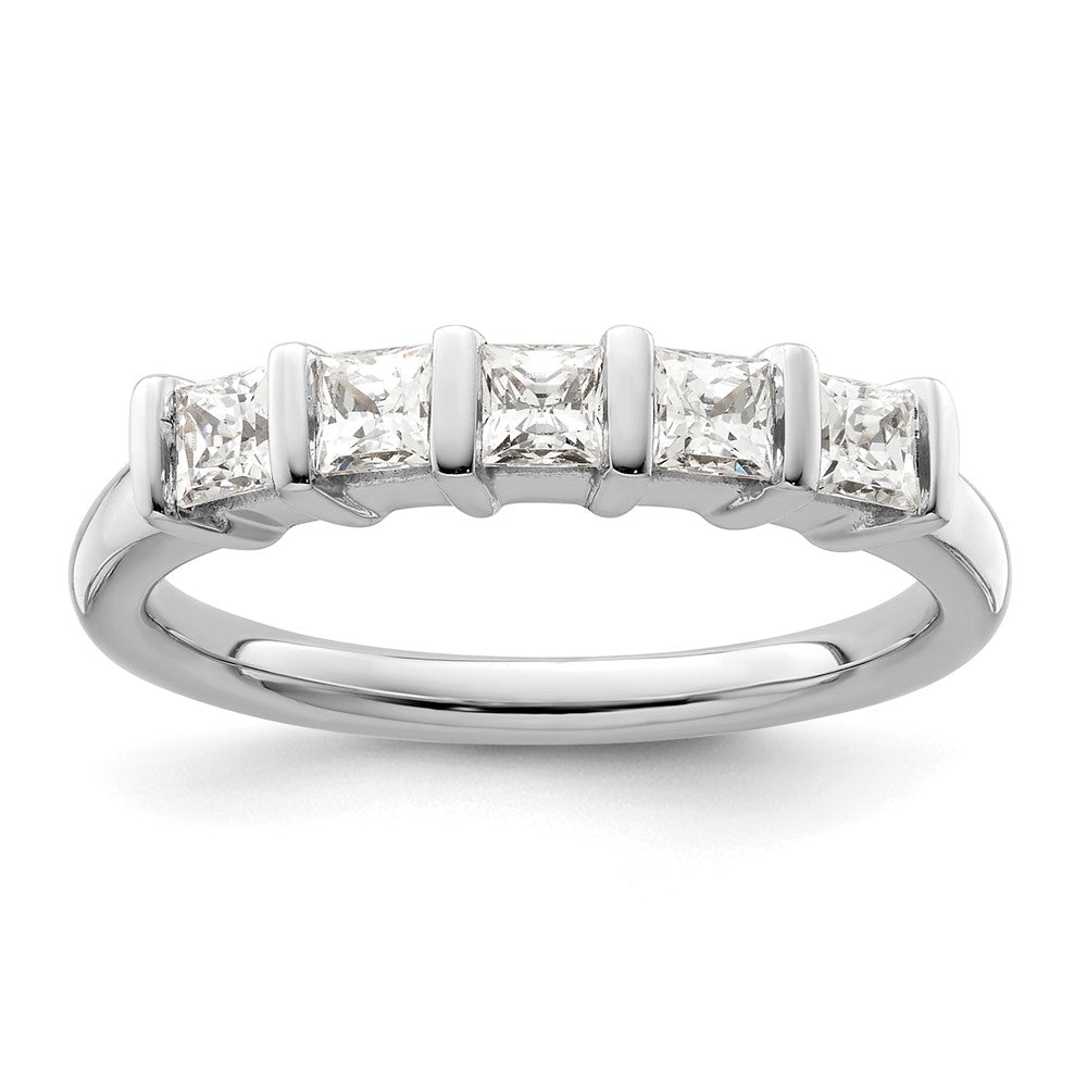 14K Weißgold Ehering mit 5 natürlichen Diamanten