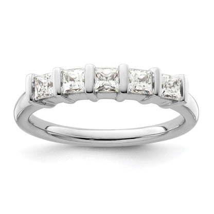 14K Weißgold Ehering mit 5 natürlichen Diamanten
