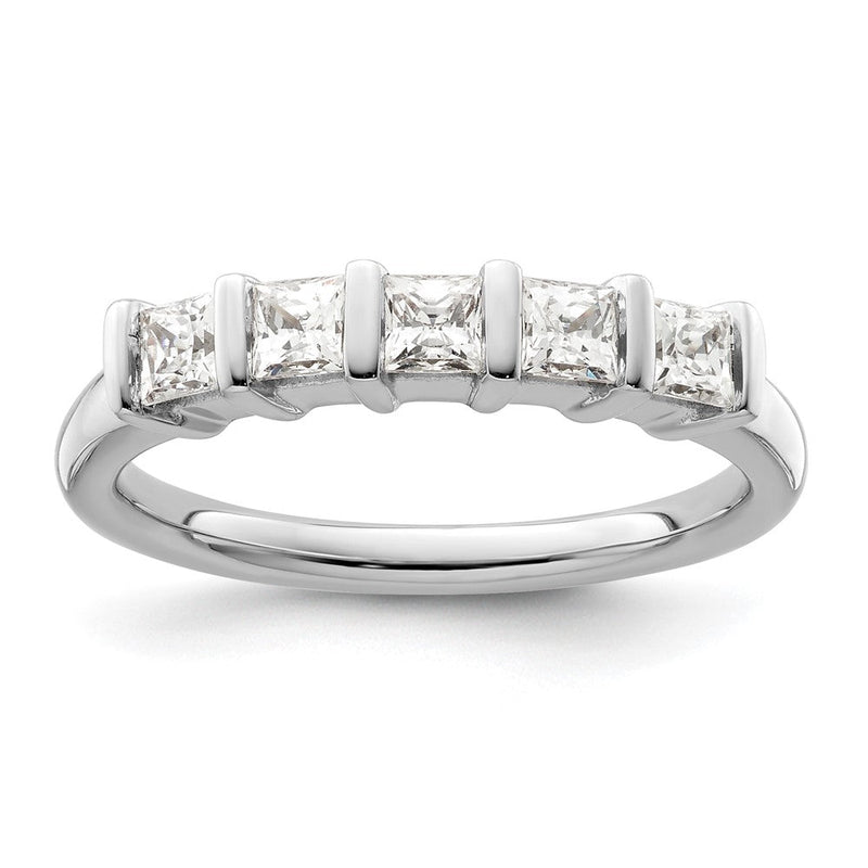 14K Weißgold Ehering mit 5 natürlichen Diamanten, 0,7 ct. Gesamtgewicht