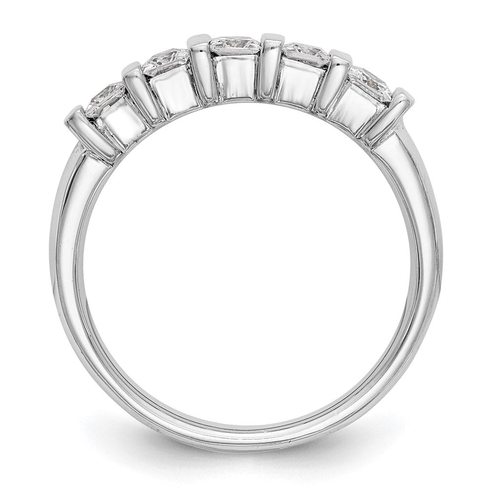 14K Weißgold Ehering mit 5 natürlichen Diamanten