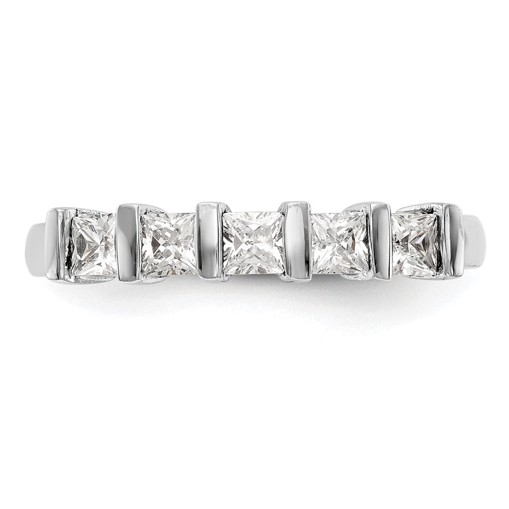 14K Weißgold Ehering mit 5 natürlichen Diamanten