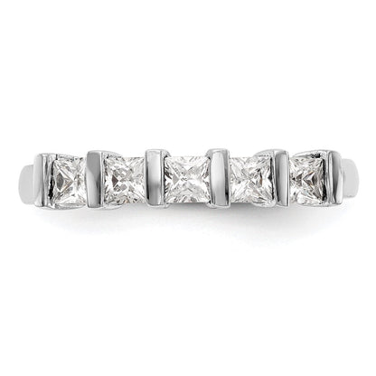 14K Weißgold Ehering mit 5 natürlichen Diamanten