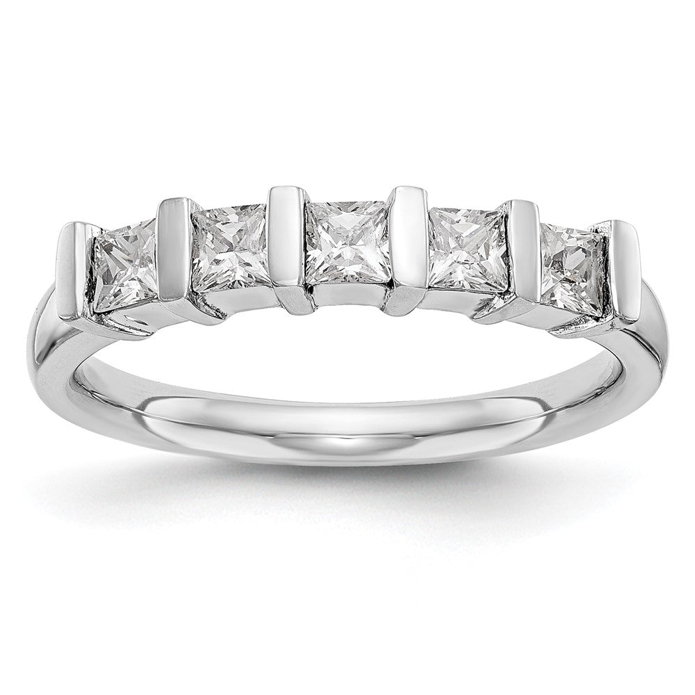 14K Weißgold Ehering mit 5 natürlichen Diamanten